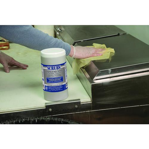 Stainless Steel Cleaner Towels, 1-Ply, 9.75 x 10.5, Lemon Scent, 30/Canister, 6 Canisters/Carton - Image 3