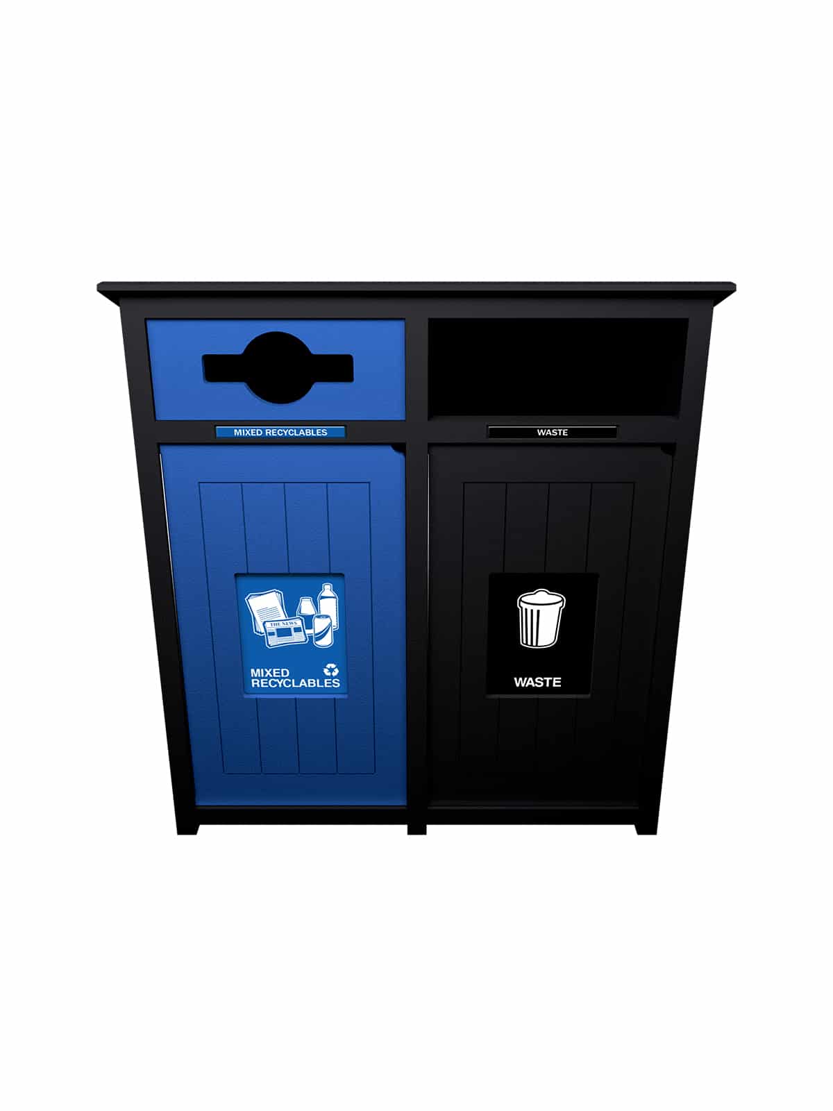 AURA - Double - Unit - Mixed Recyclables-Waste - Mixed-Full - Black-Blue