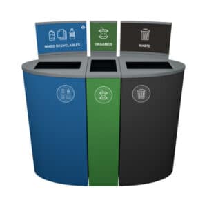 SPECTRUM - Triple - Kit - Mixed Recyclables-Organics-Waste - Full - Blue-Dark Green-Black